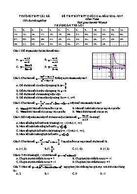 Đề thi thử THPT quốc gia môn Toán (50 câu trắc nghiệm)